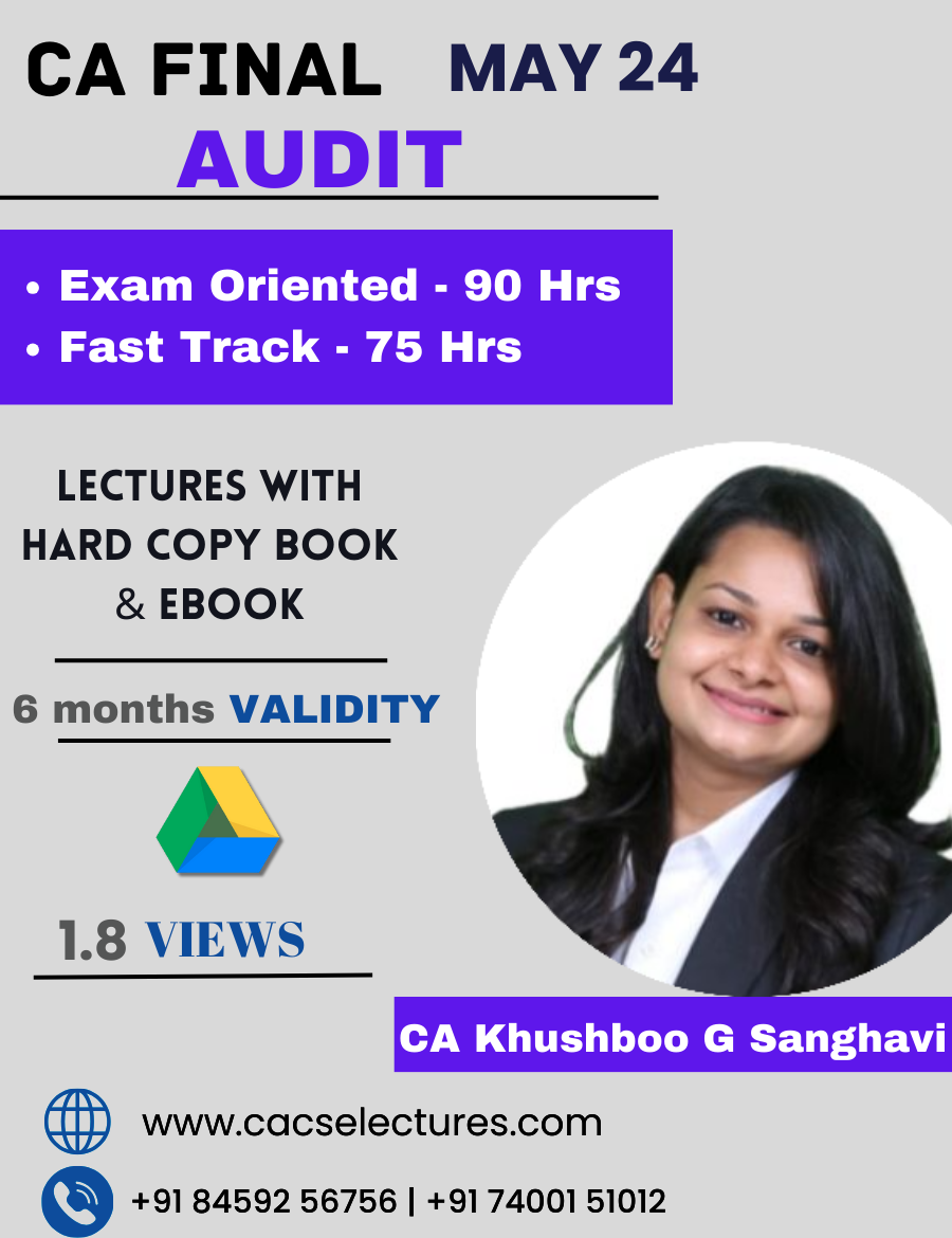 CA Final Audit Online Classes Courses Lectures by CA Khushboo Sanghavi